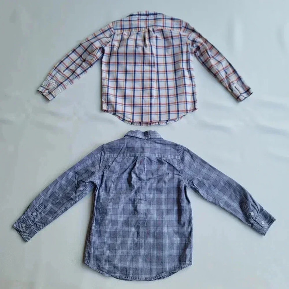 Lot of 2 Janie Jack Boy's Shirt Button Down Long Sleeves Plaid Cotton Blue sz 4 - Picture 7 of 7